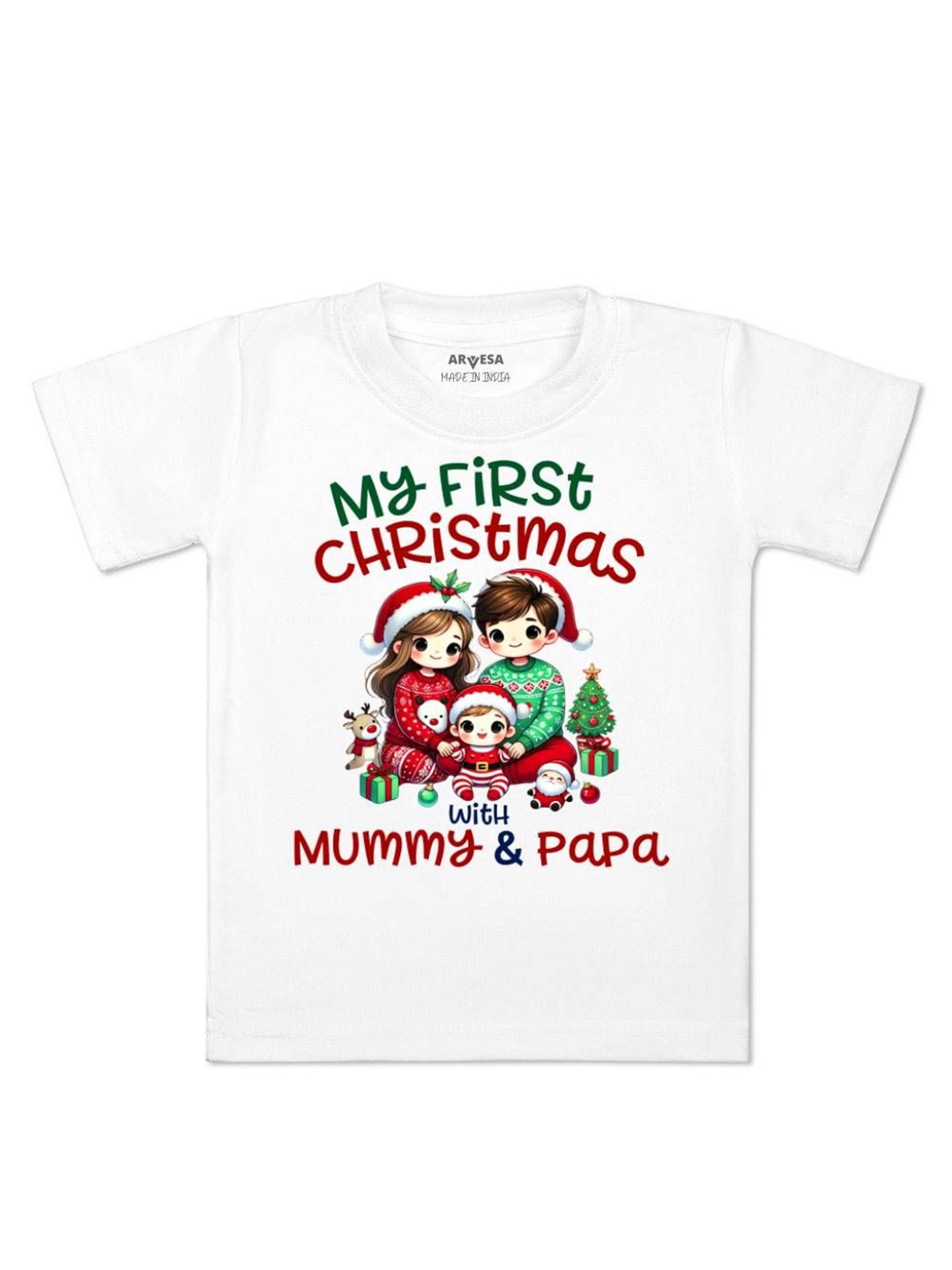 

Arvesa First Christmas Printed Kids Unisex T-shirt, White