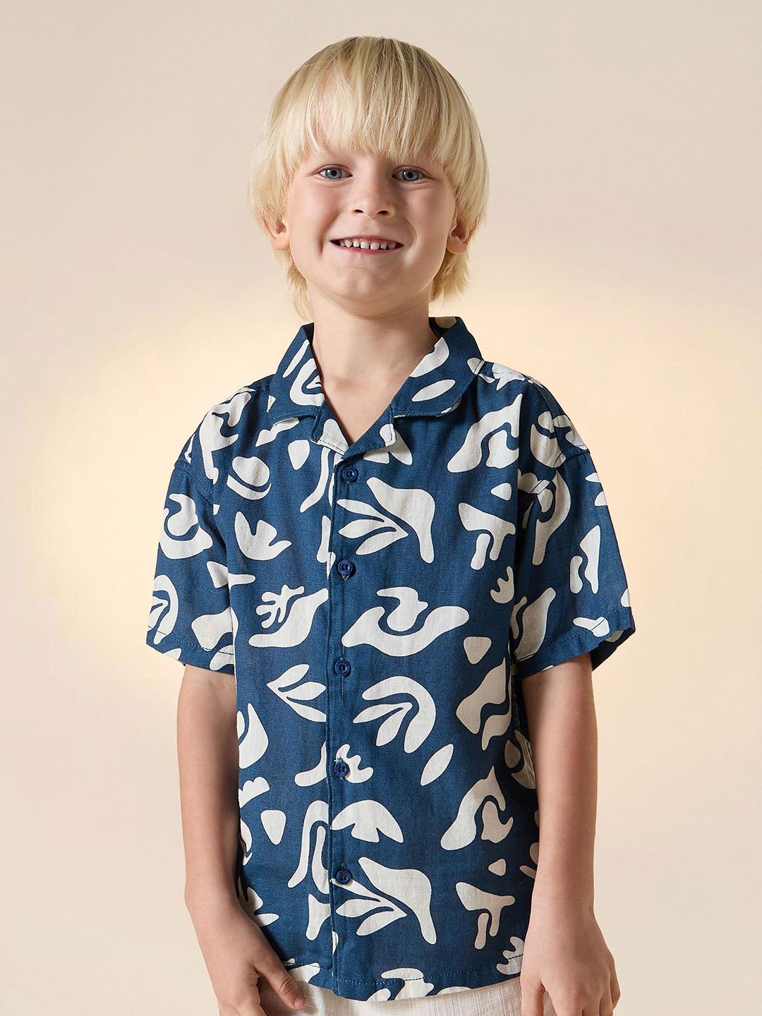 

Juniors by Babyshop Boys Opaque Printed Casual Shirt, Blue