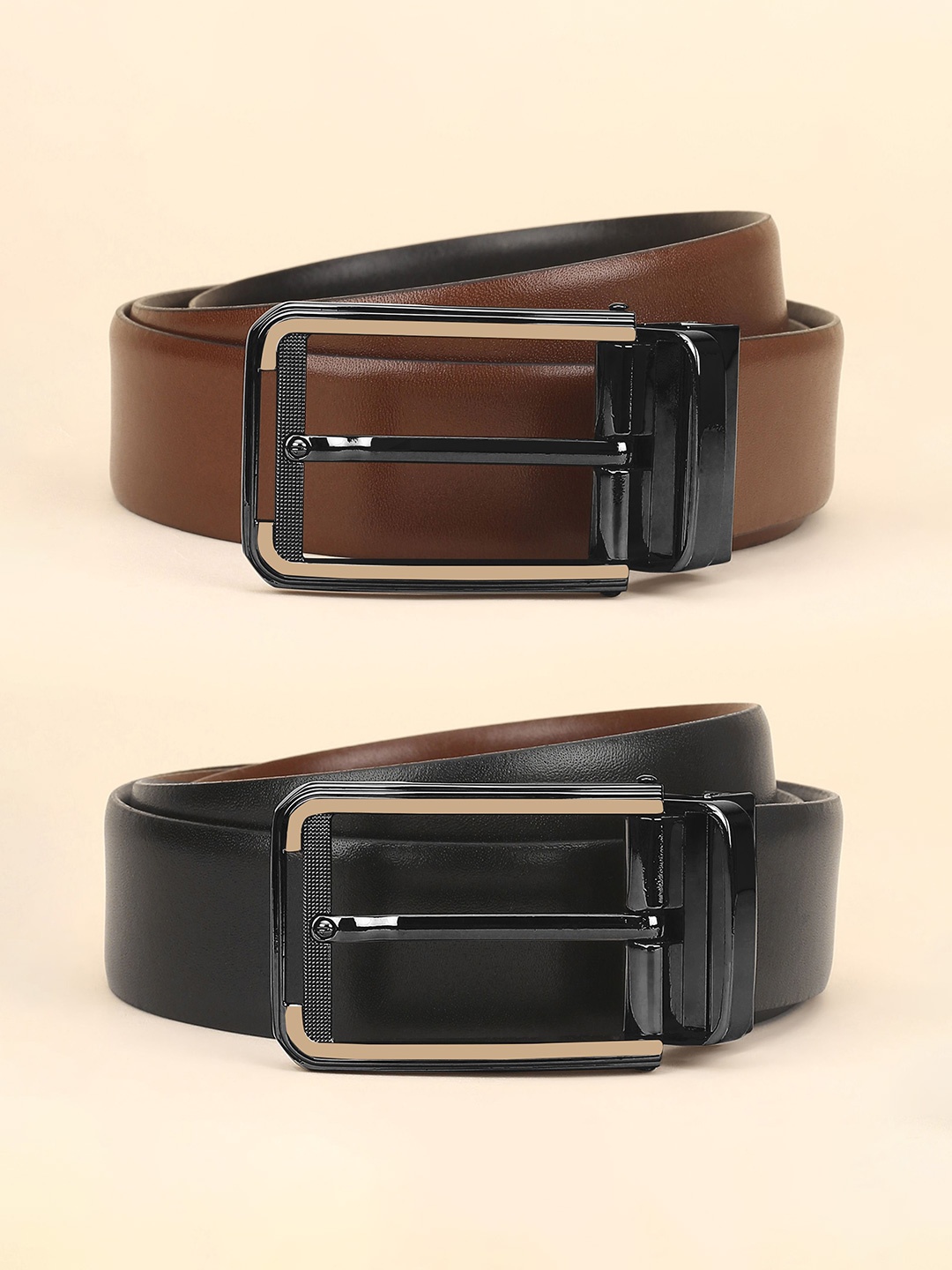 

GIL Men Textured Leather Reversible Belt, Black