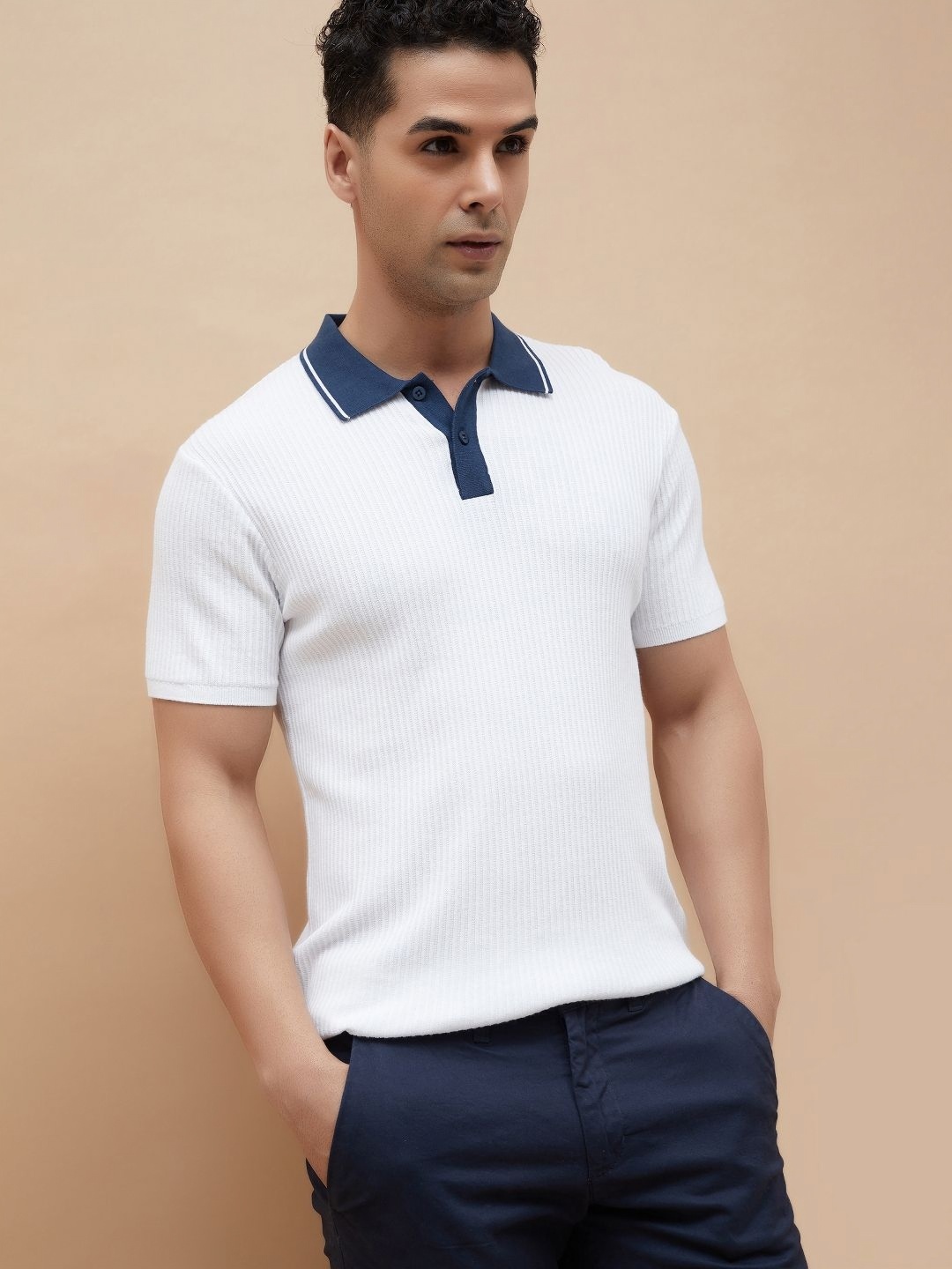 

CODE by Lifestyle Men Polo Collar Pockets T-shirt, White