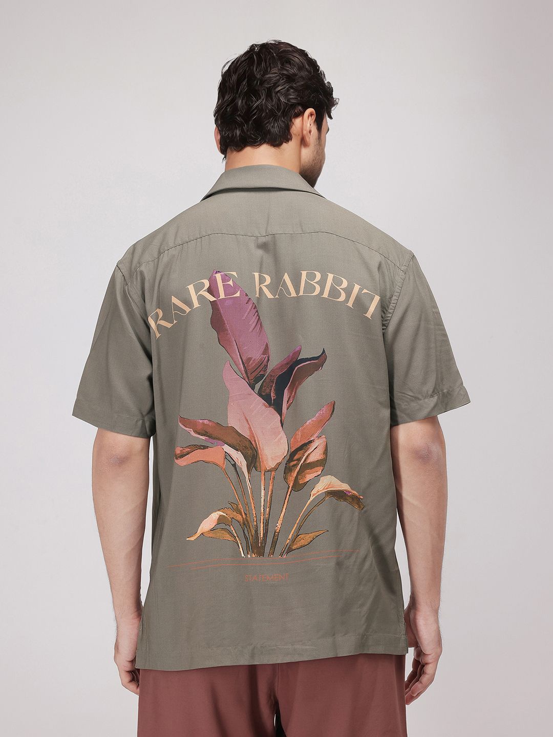 

RARE RABBIT Men Comfort Boxy Opaque Printed Casual Shirt, Olive