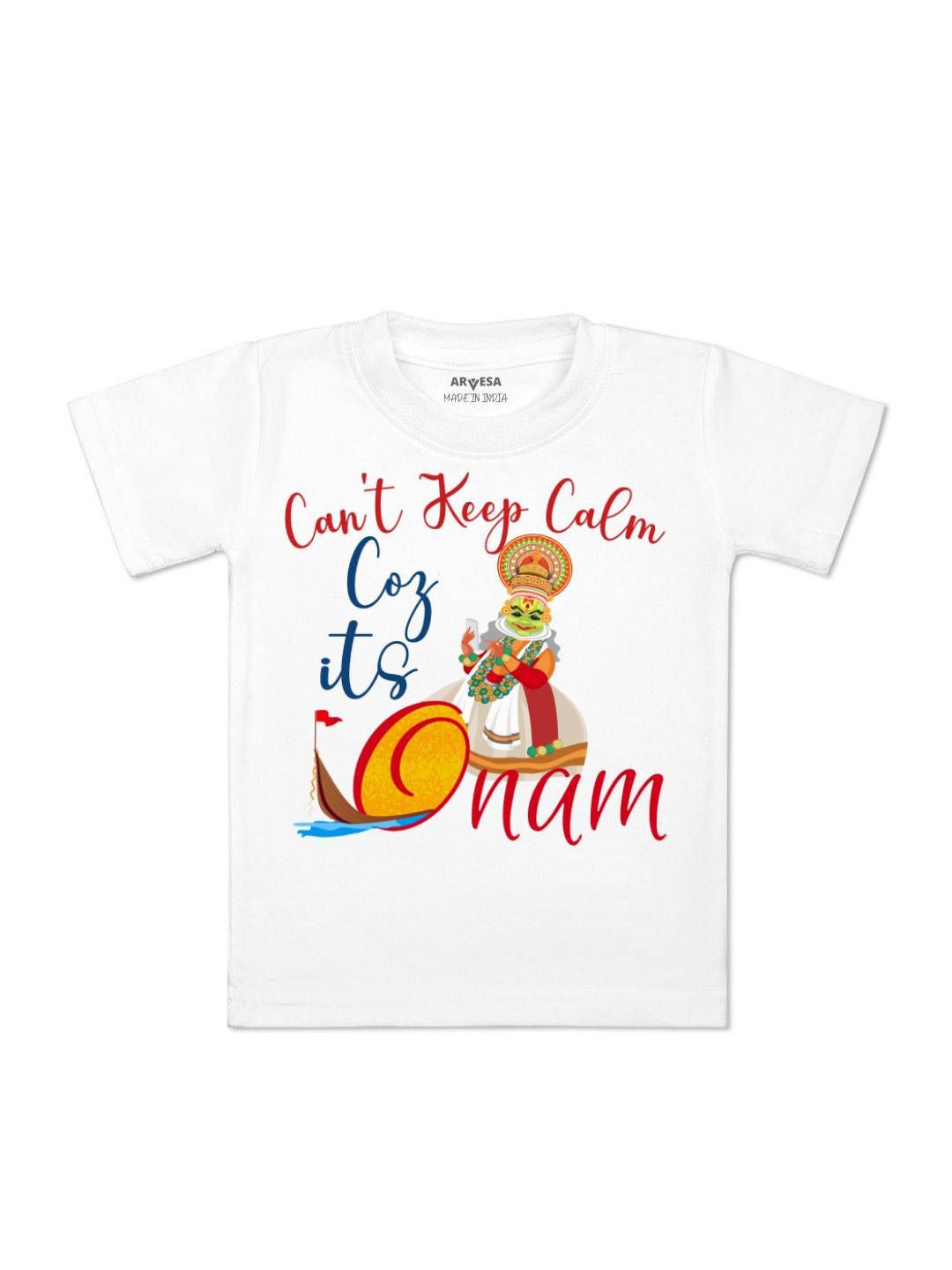 

Arvesa First Onam Printed Kids Unisex T-shirt, White