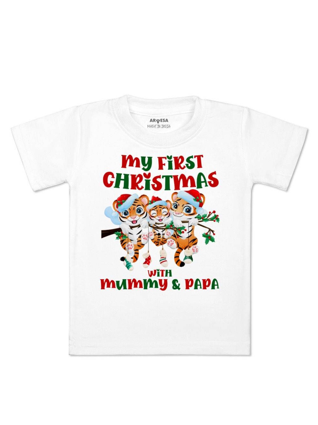 

Arvesa First Christmas Printed Kids Unisex T-shirt, White