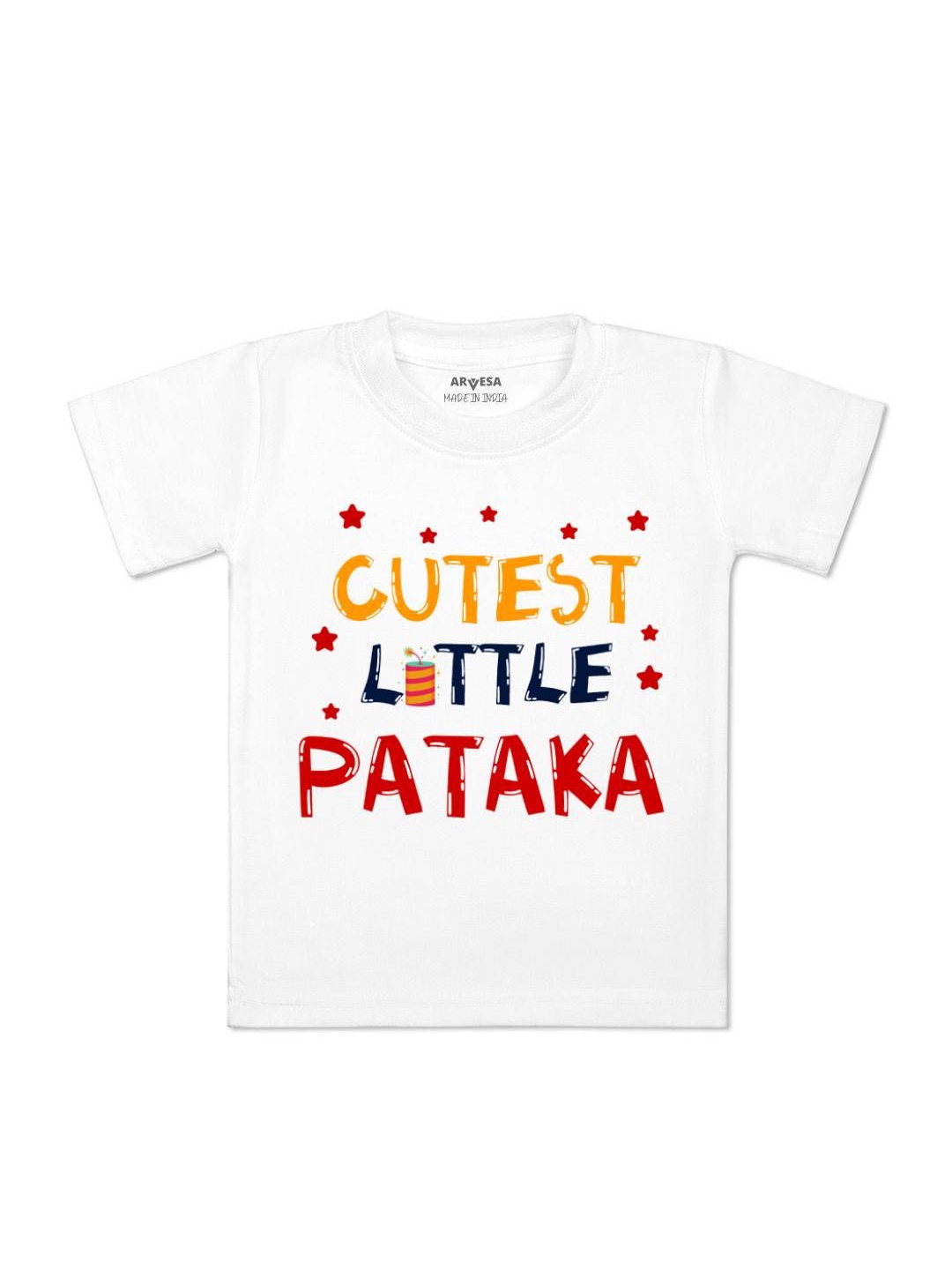 

Arvesa First Diwali Printed Kids Unisex T-shirt, White
