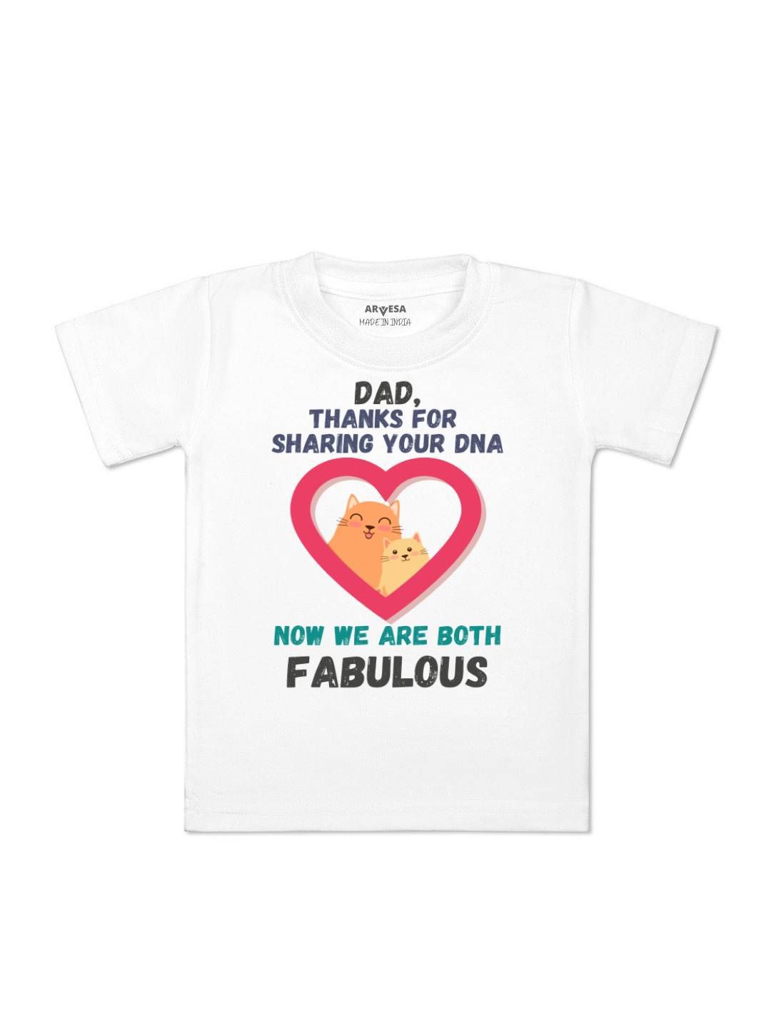 

Arvesa Happy Father Days Printed Kids Unisex T-shirt, White
