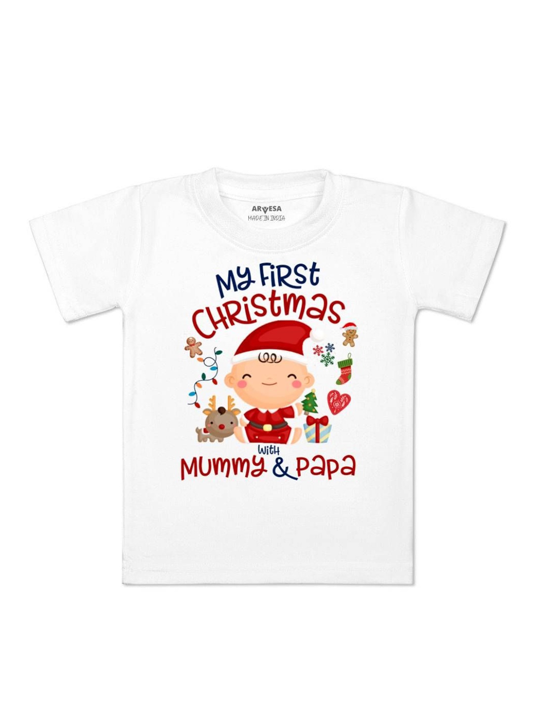 

Arvesa First Christmas Printed Kids Unisex T-shirt, White