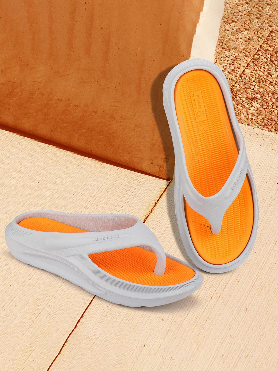 

BERSACHE Men Thong Flip-Flops, Orange