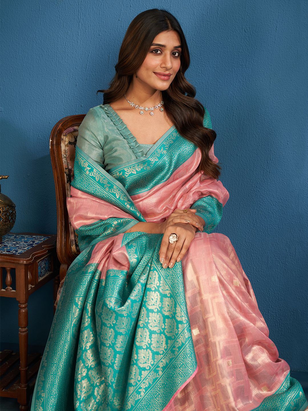 

SARHATissue Designer Saree, Pink
