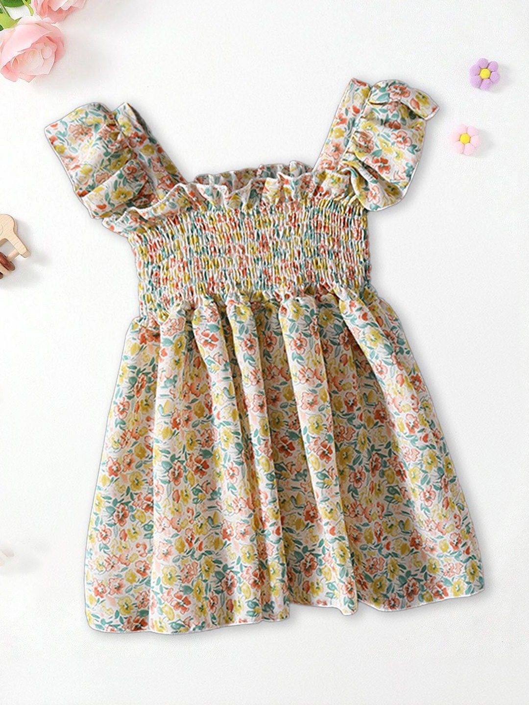 

FOREVER FRIDAY Floral Print Flutter Sleeve A-Line Dress, Multi