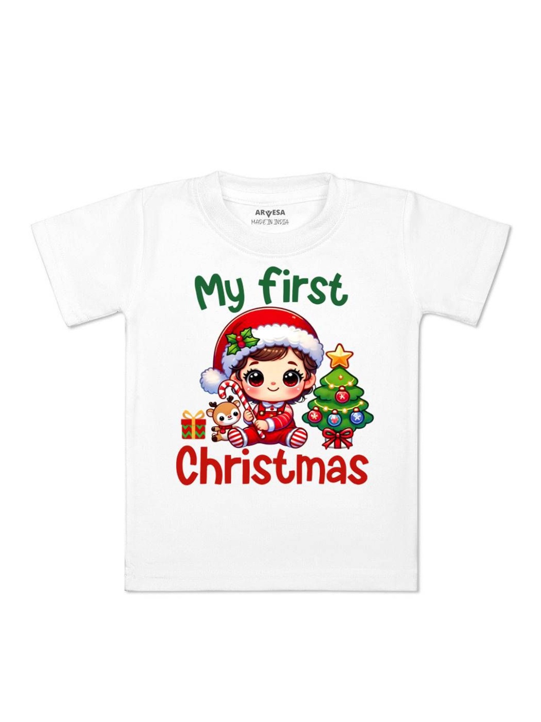 

Arvesa First Christmas Printed Kids Unisex T-shirt, White