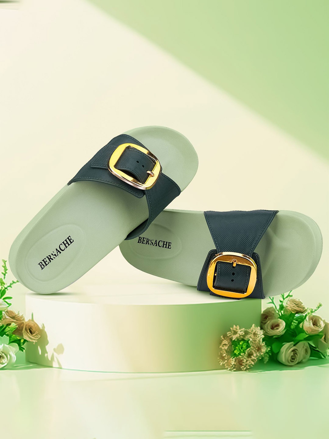 

BERSACHE Women Sliders, Green