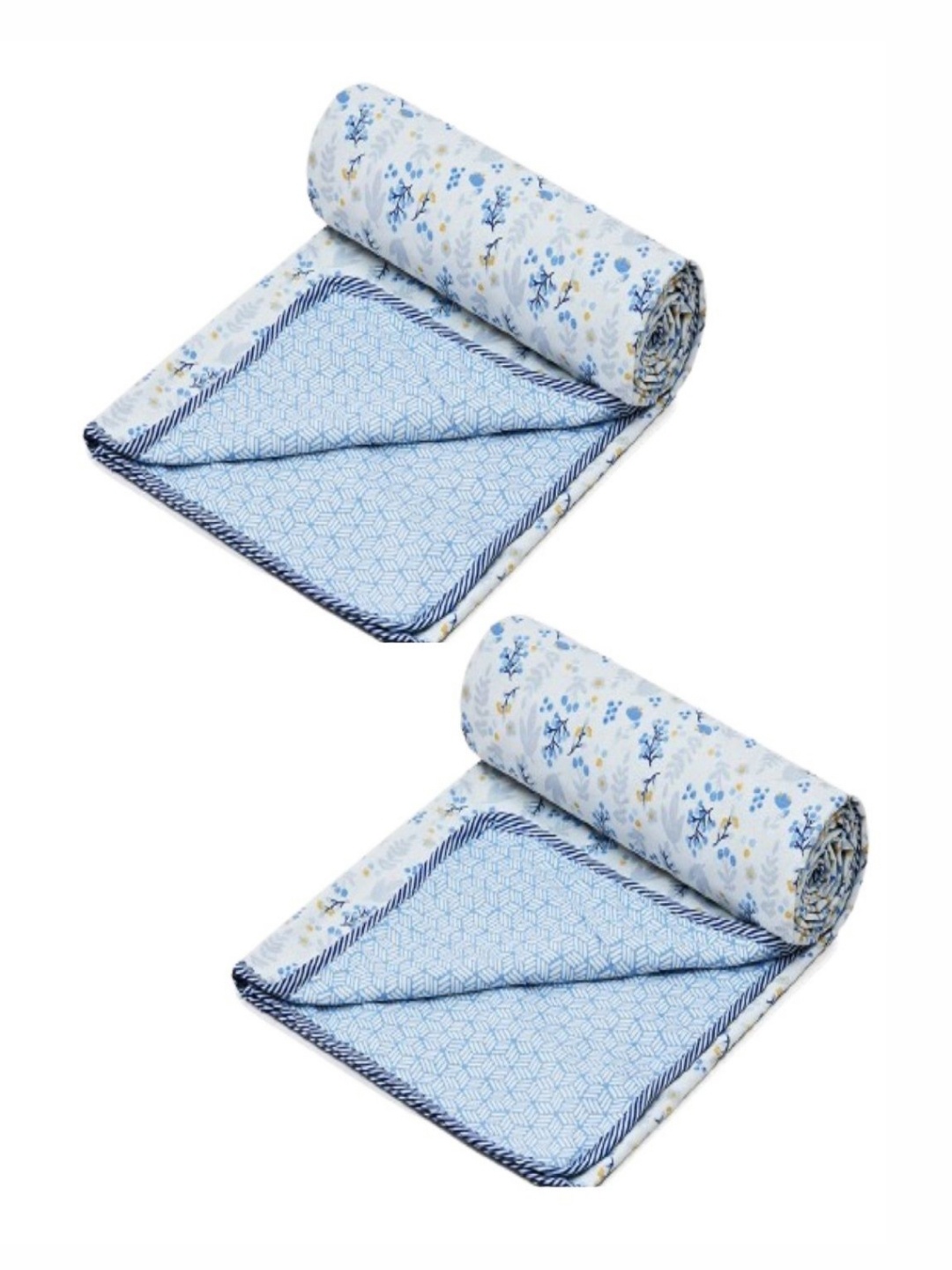 

Myntra Elegant Homes Blue & White 2 Pieces Floral Cotton 150 GSM Single Bed Dohars