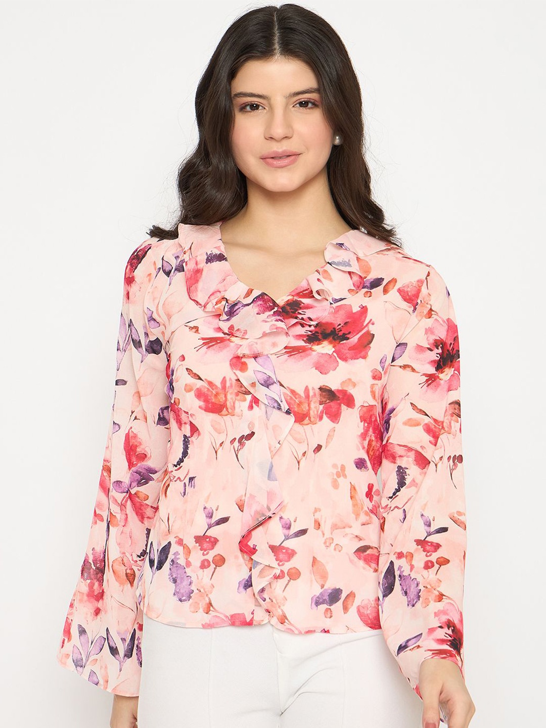 

Madame Floral Print Top, Peach