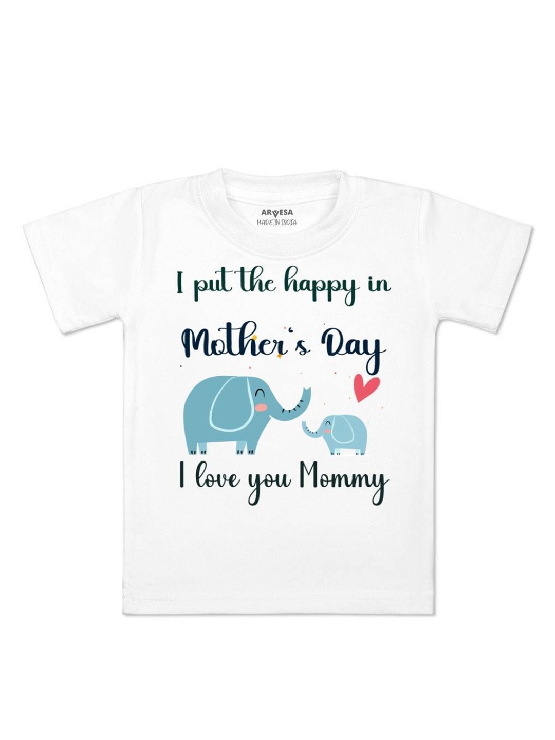 

Arvesa Happy Mother Days Printed Kids Unisex T-shirt, White