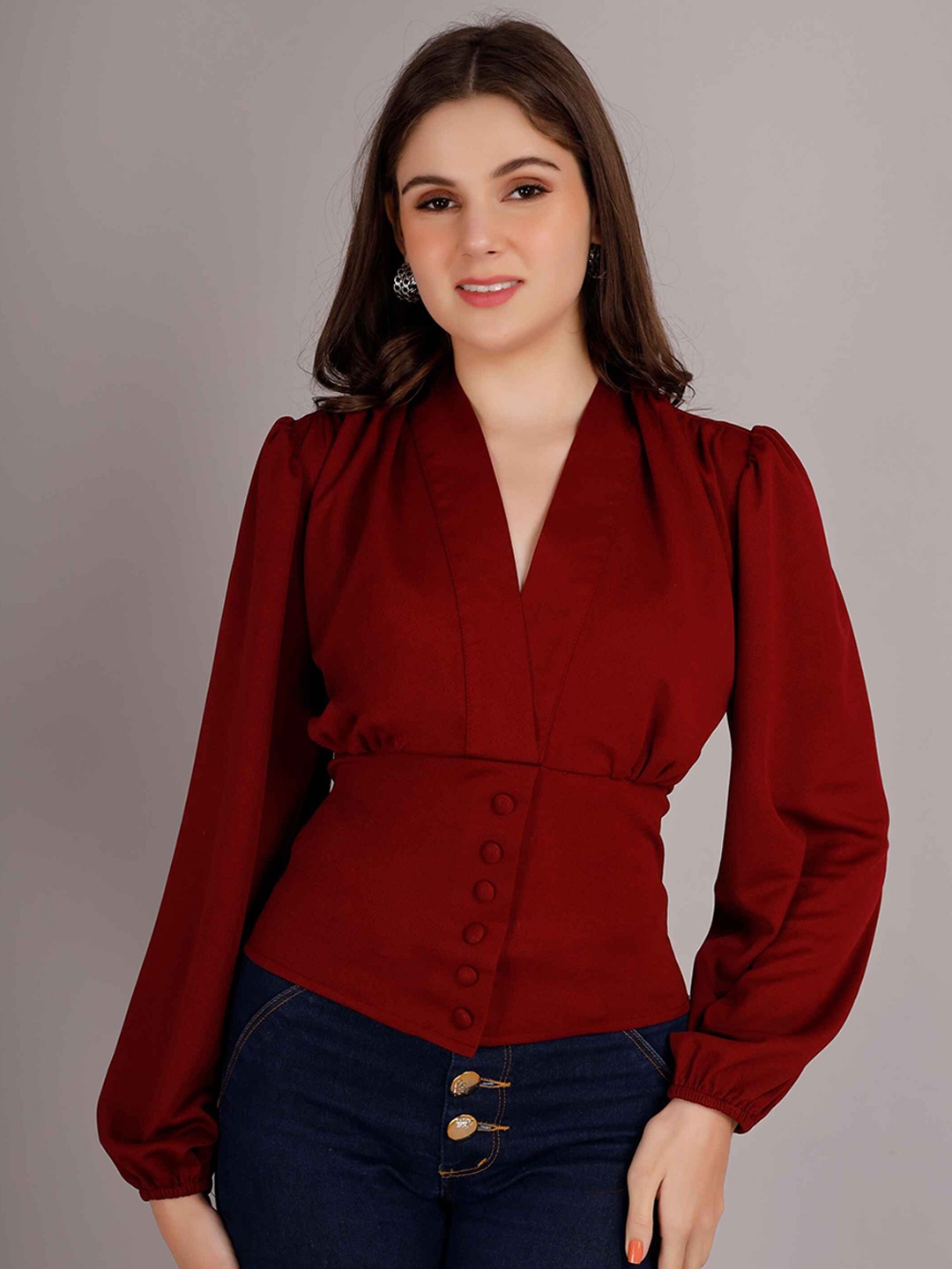 

Misverse Crepe Wrap Top, Maroon