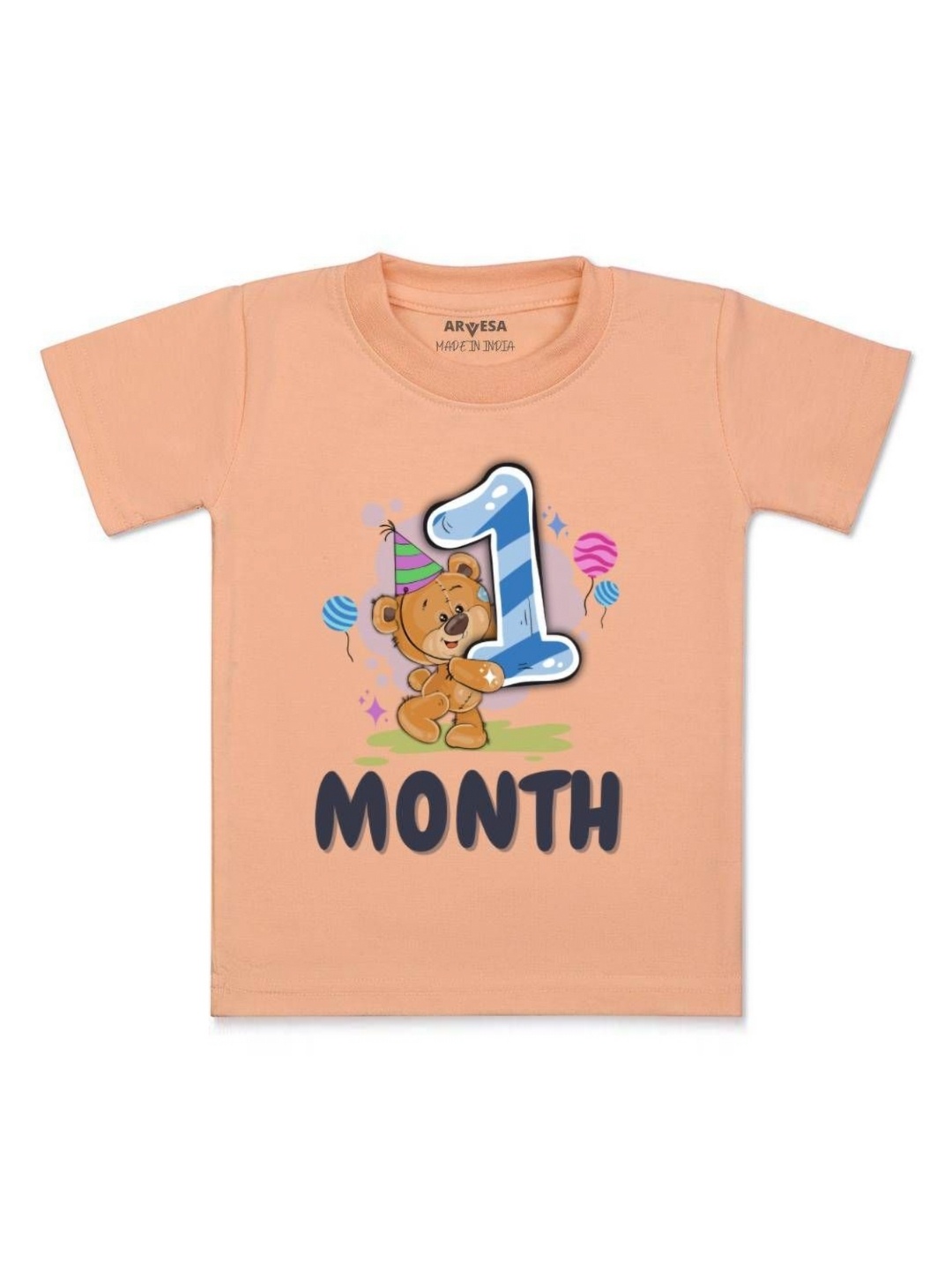 

Arvesa One Month Baby Boy Printed Kids Tshirt, Peach