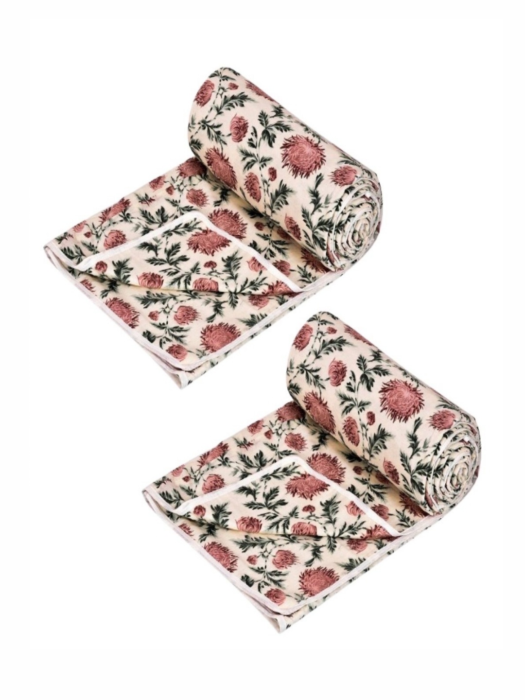 

Myntra Elegant Homes Pink & Green 2 Pieces Floral Cotton 150 GSM Single Bed Dohars