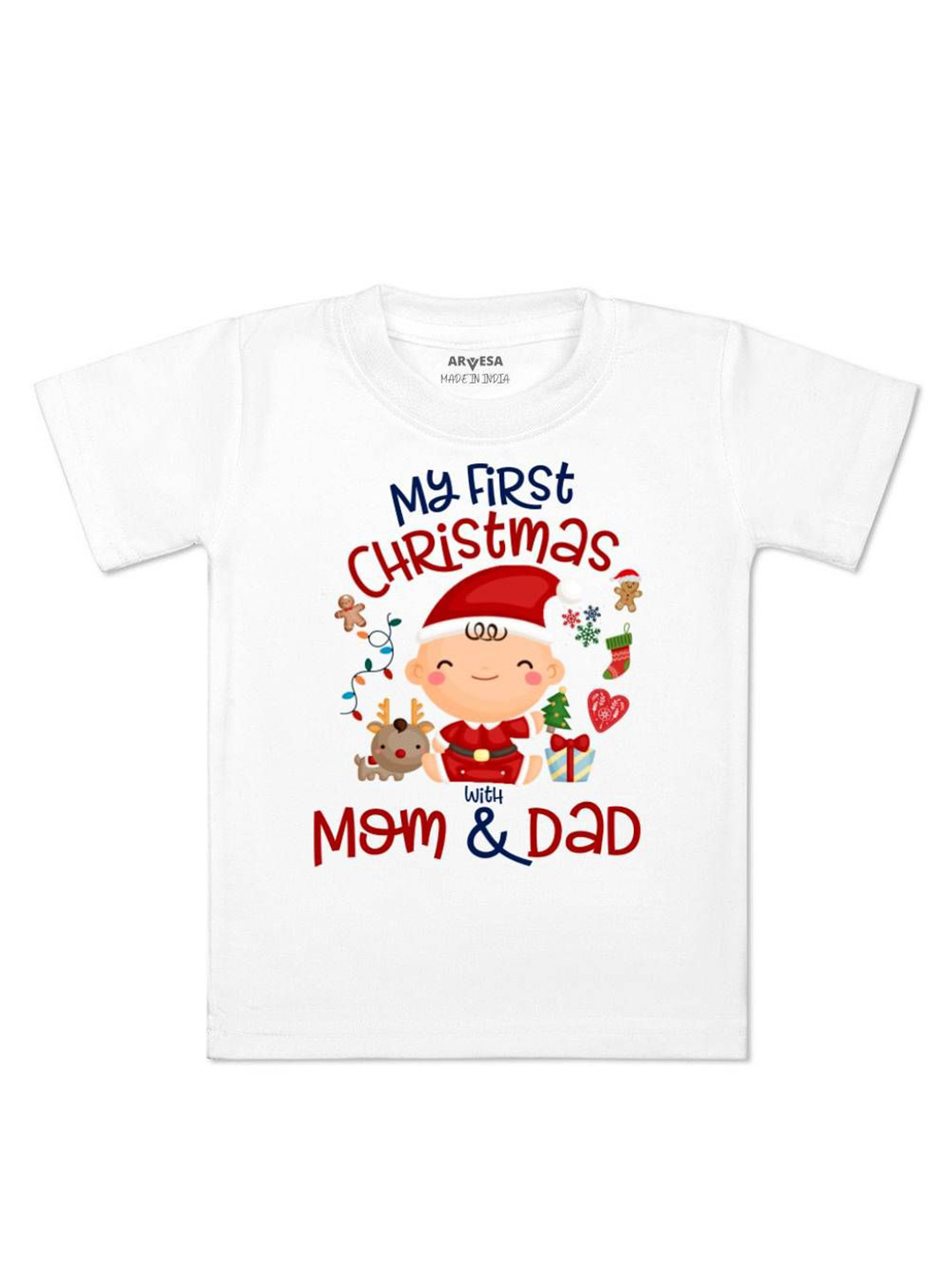 

Arvesa First Christmas Printed Kids Unisex T-shirt, White