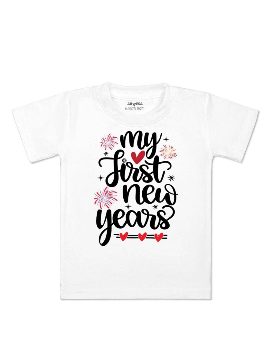 

Arvesa First New Year Printed Kids Unisex T-shirt, White