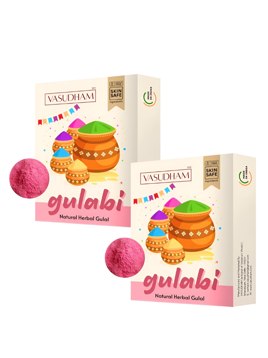 

VEDANUM 2Pcs Pink 100% Natural Skin Friendly Herbal Gulal