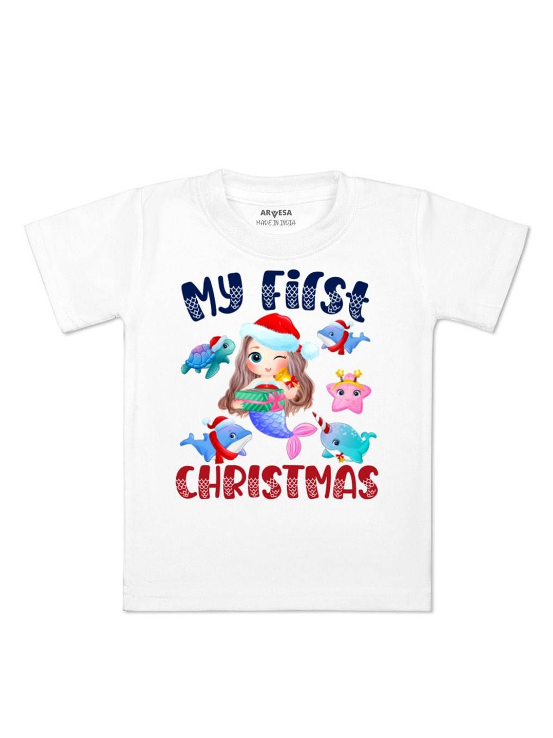 

Arvesa First Christmas Printed Kids Unisex T-shirt, White