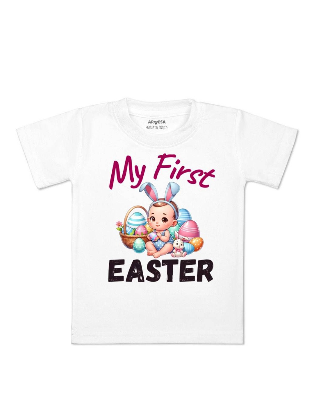 

Arvesa First Easter Printed Kids Unisex T-shirt, White