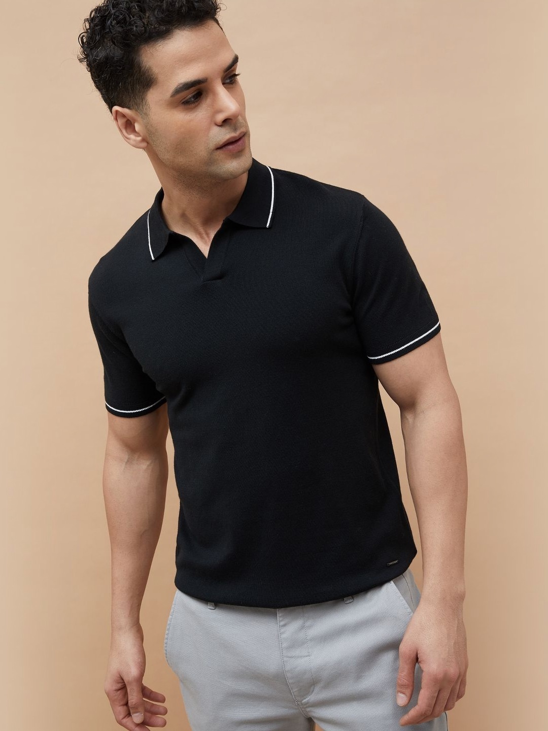 

CODE by Lifestyle Men Polo Collar Pockets T-shirt, Black