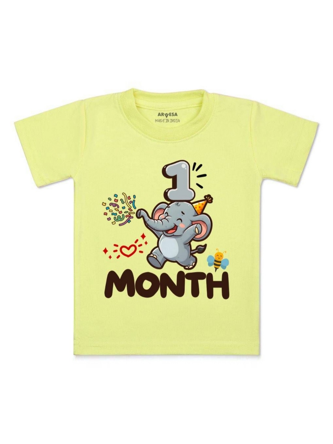 

Arvesa One Month Baby Boy Printed Kids Tshirt, Yellow