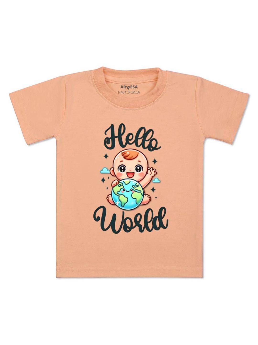 

Arvesa One Month Baby Boy Printed Kids Tshirt, Peach
