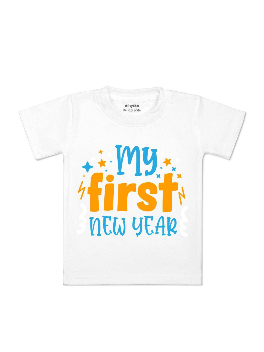 

Arvesa First New Year Printed Kids Unisex T-shirt, White