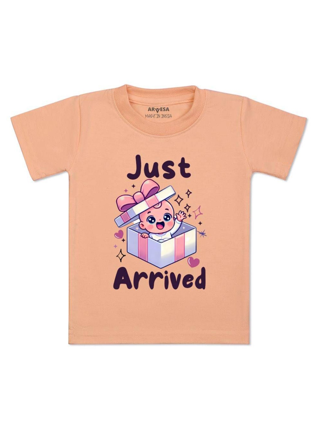 

Arvesa One Month Baby Boy Printed Kids Tshirt, Peach