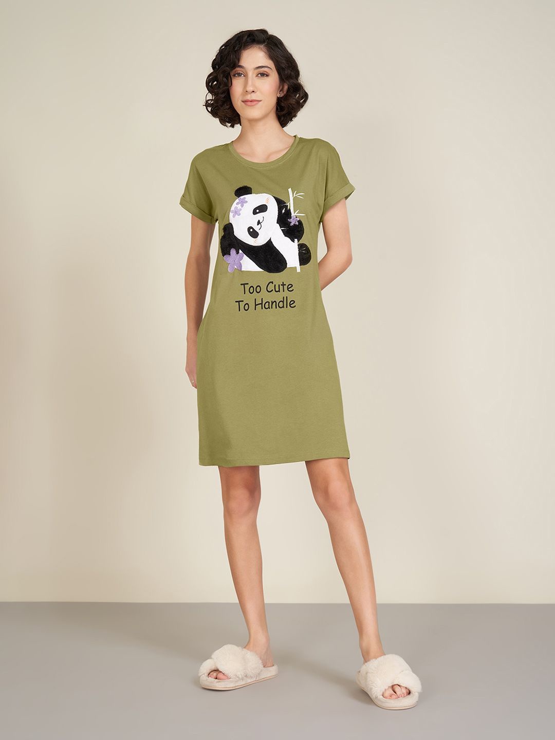 

Dreamz by Pantaloons Printed Nightdress, Olive