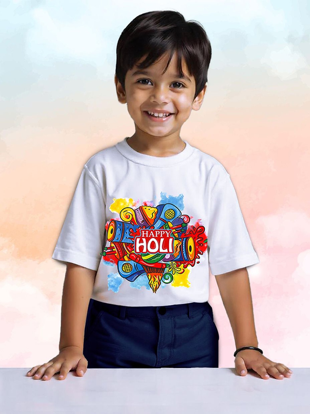 

KUCHIPOO Boys Floral Printed T-shirt, White