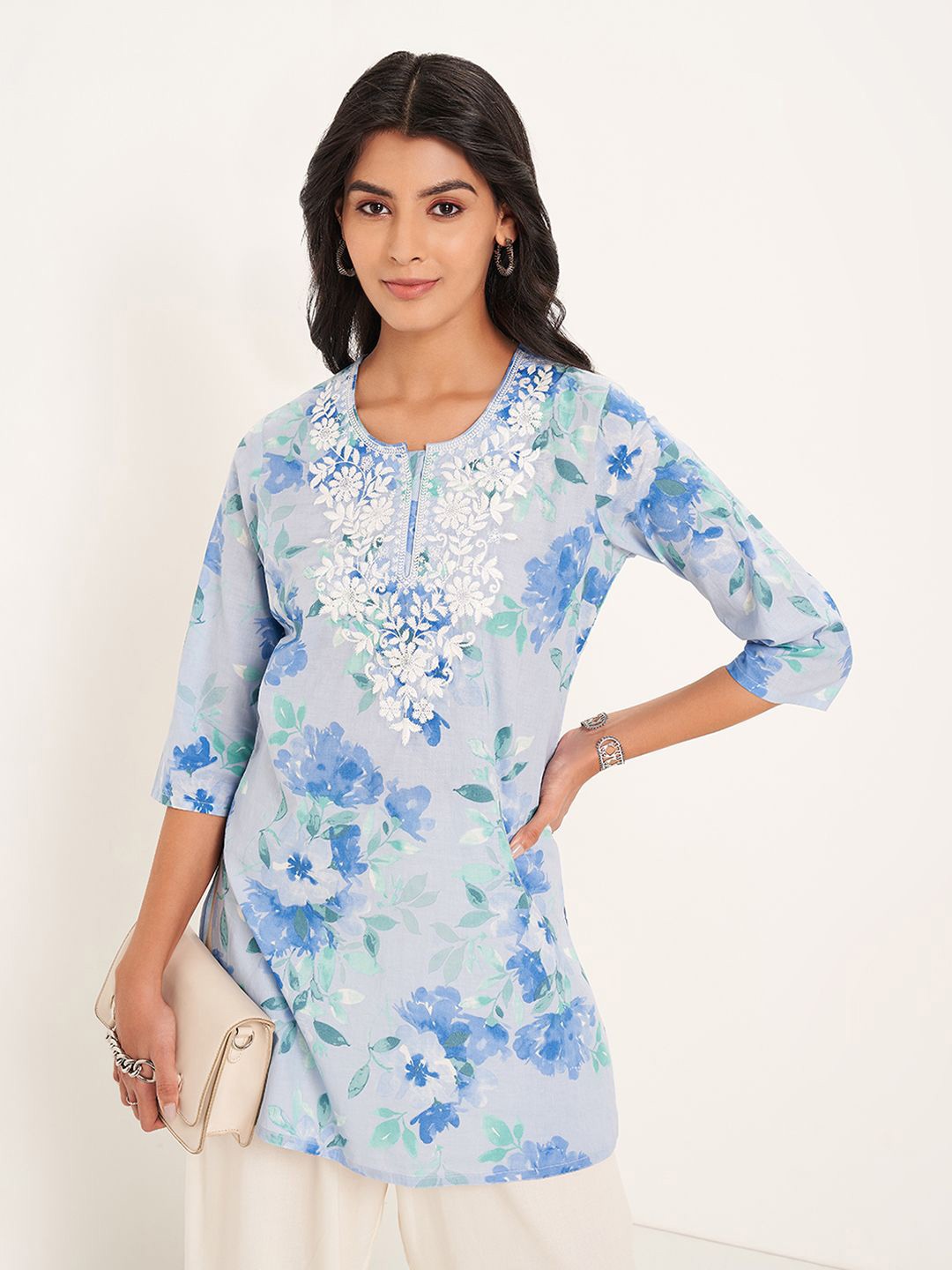 

RANGMANCH BY PANTALOONS Printed Tunic, Blue