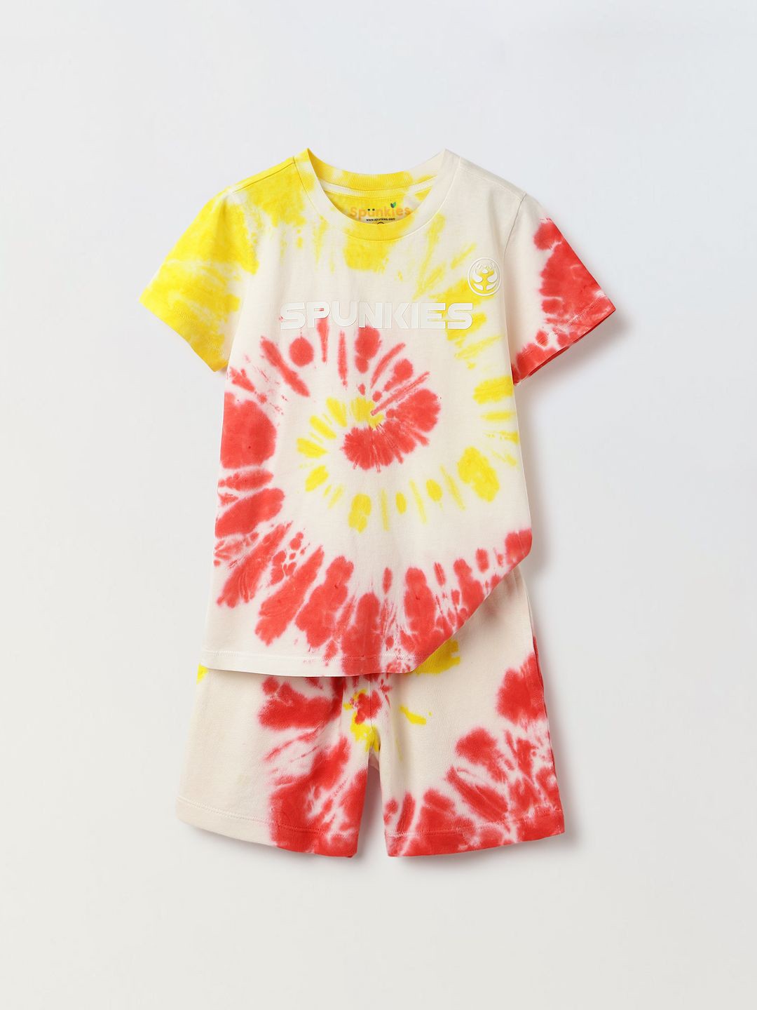 

SPUNKIES Boys Dyed Pure Cotton T-shirt with Shorts, White