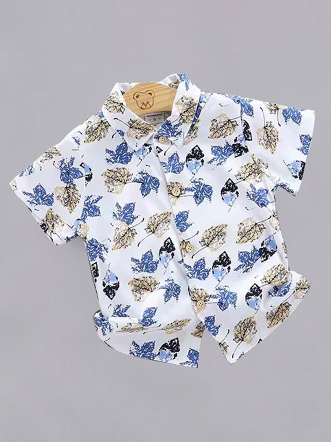 

DANGAR Unisex Kids Premium Floral Opaque Printed Casual Shirt, Blue