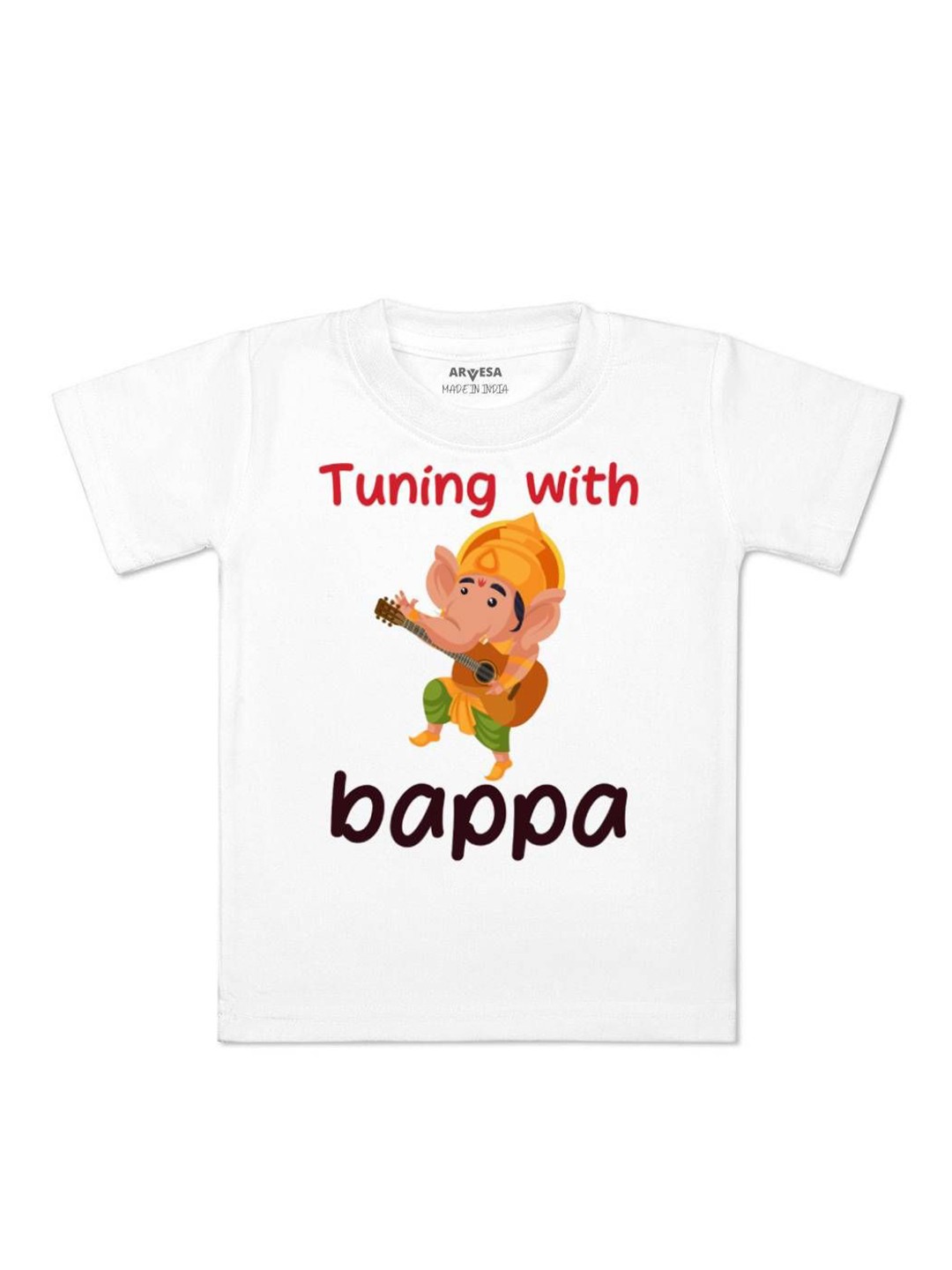 

Arvesa First Ganpati Printed Kids Unisex T-shirt, White