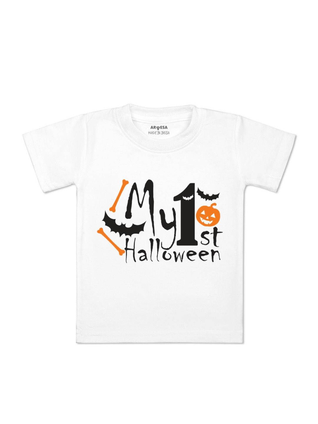

Arvesa First Halloween Printed Kids Unisex T-shirt, White