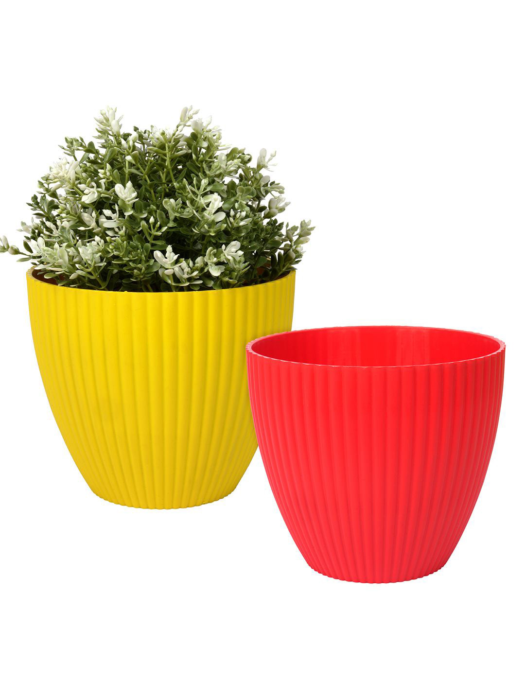 

Kuber Industries Yellow & Red 2 Pieces Textured Planters