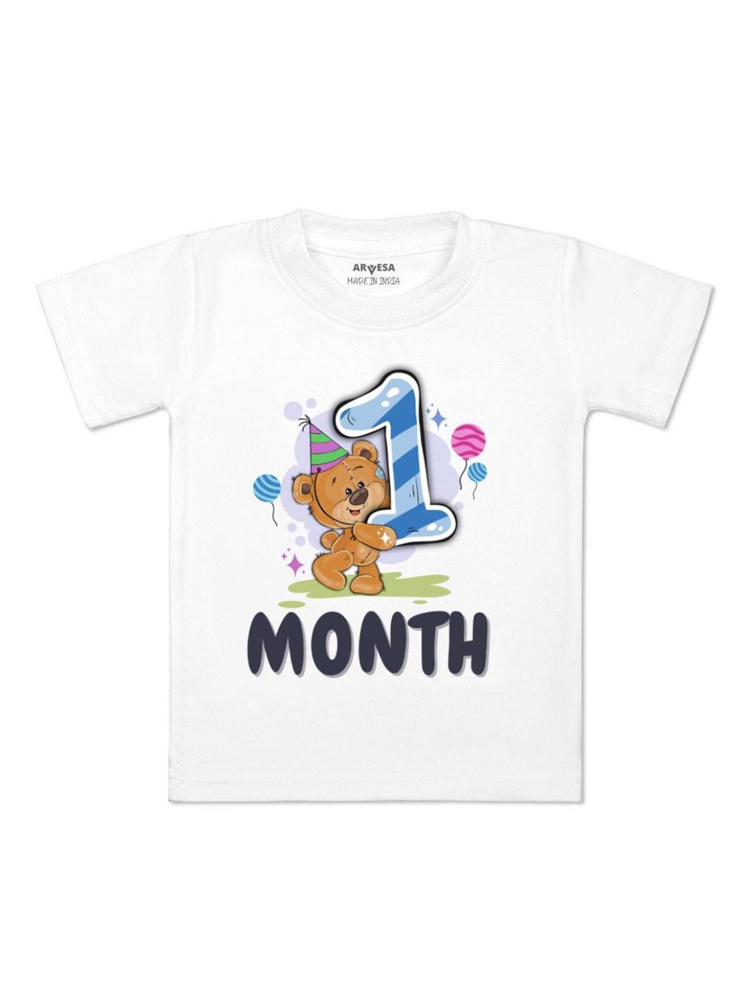 

Arvesa One Month Baby Boy Printed Kids Tshirt, White