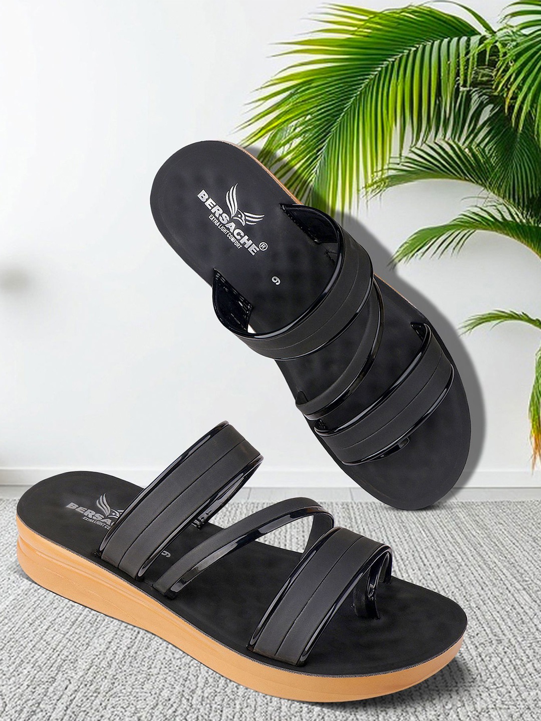 

BERSACHE Women Thong Flip-Flops, Black
