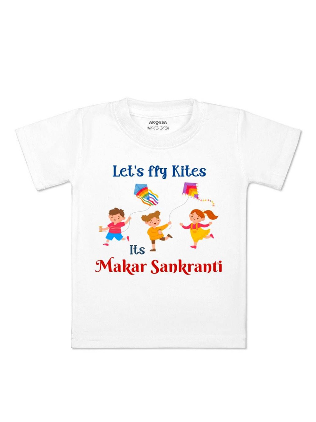 

Arvesa Let'S Fly Kites Printed Kids Unisex T-shirt, White