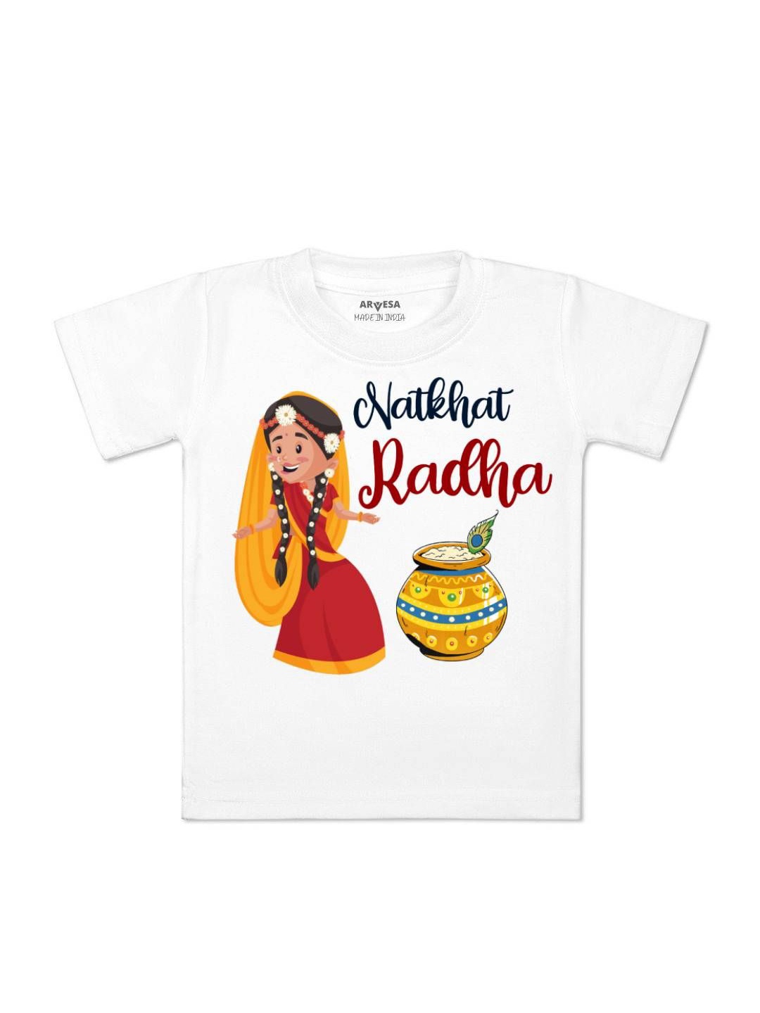 

Arvesa First Janmashtami Printed Kids Unisex T-shirt, White