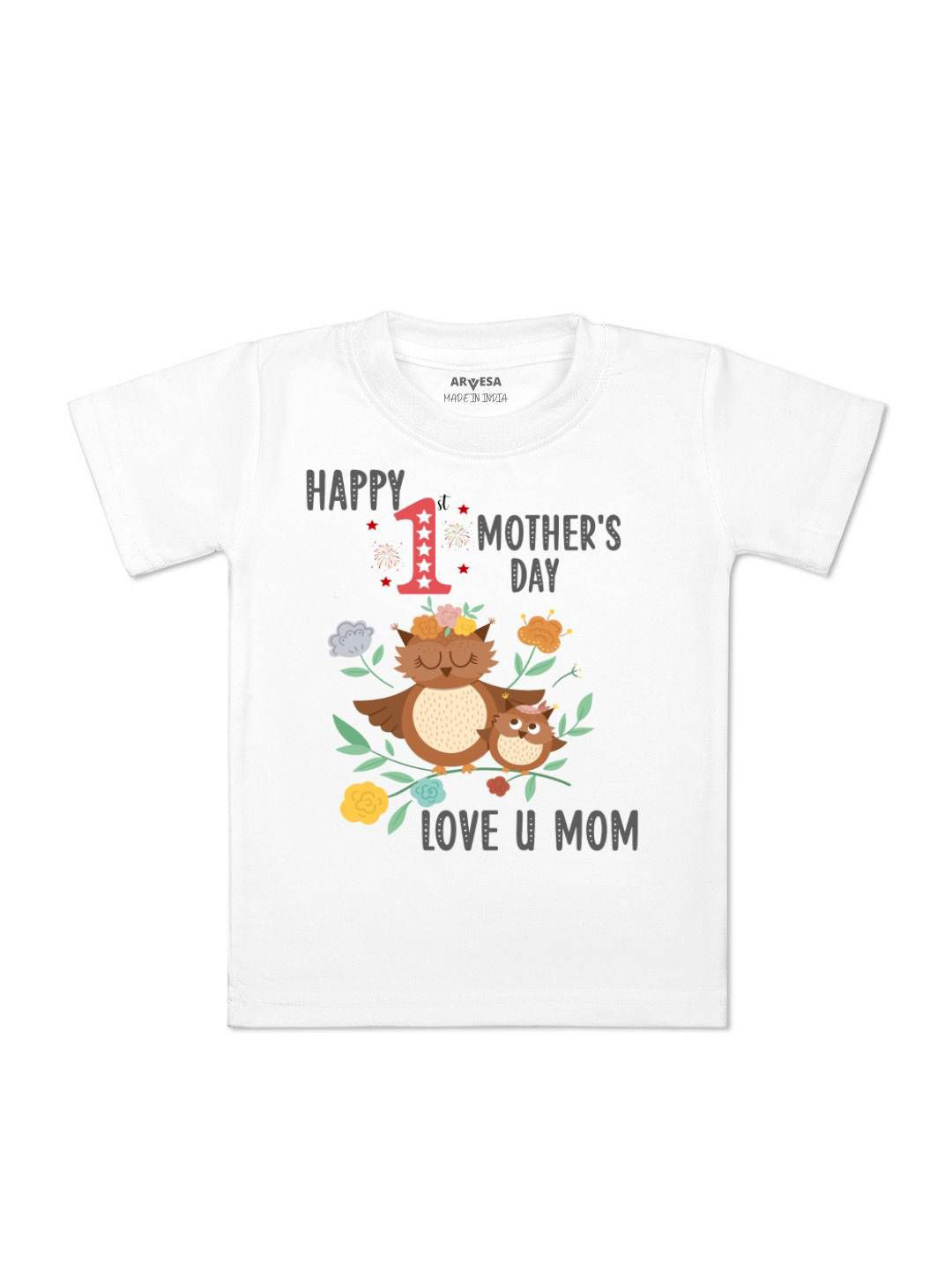 

Arvesa Happy Mother Days Printed Kids Unisex T-shirt, White