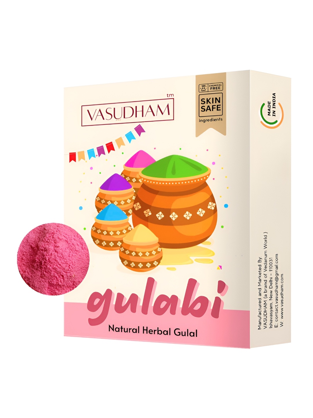 

VEDANUM Pink 100% Natural Skin Friendly Herbal Gulal