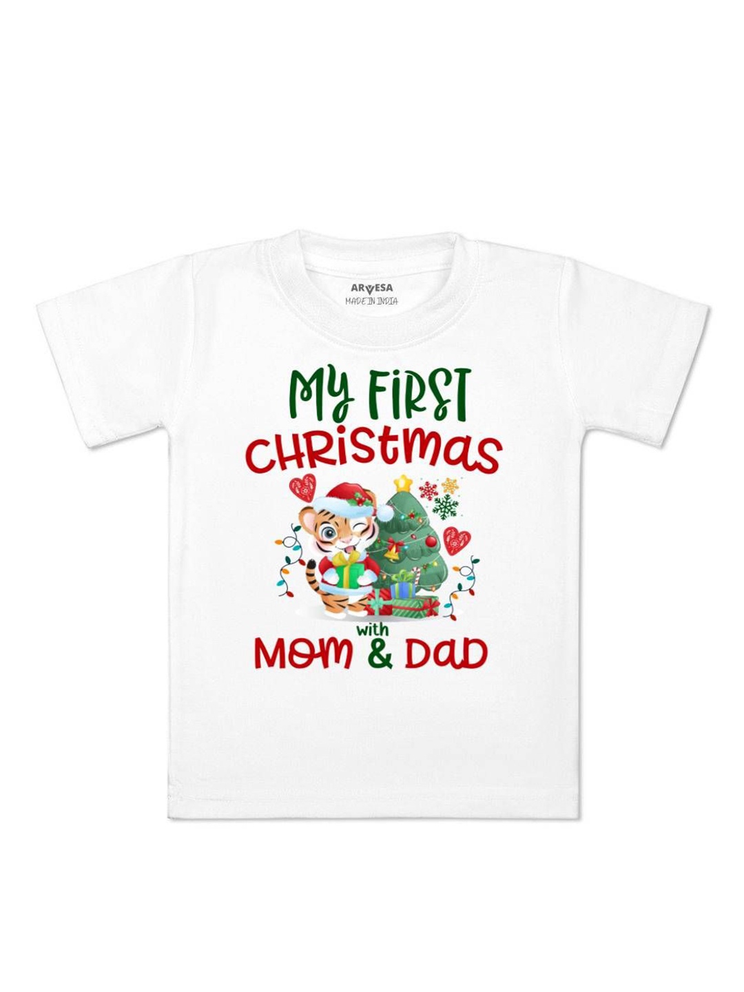 

Arvesa First Christmas Printed Kids Unisex T-shirt, White