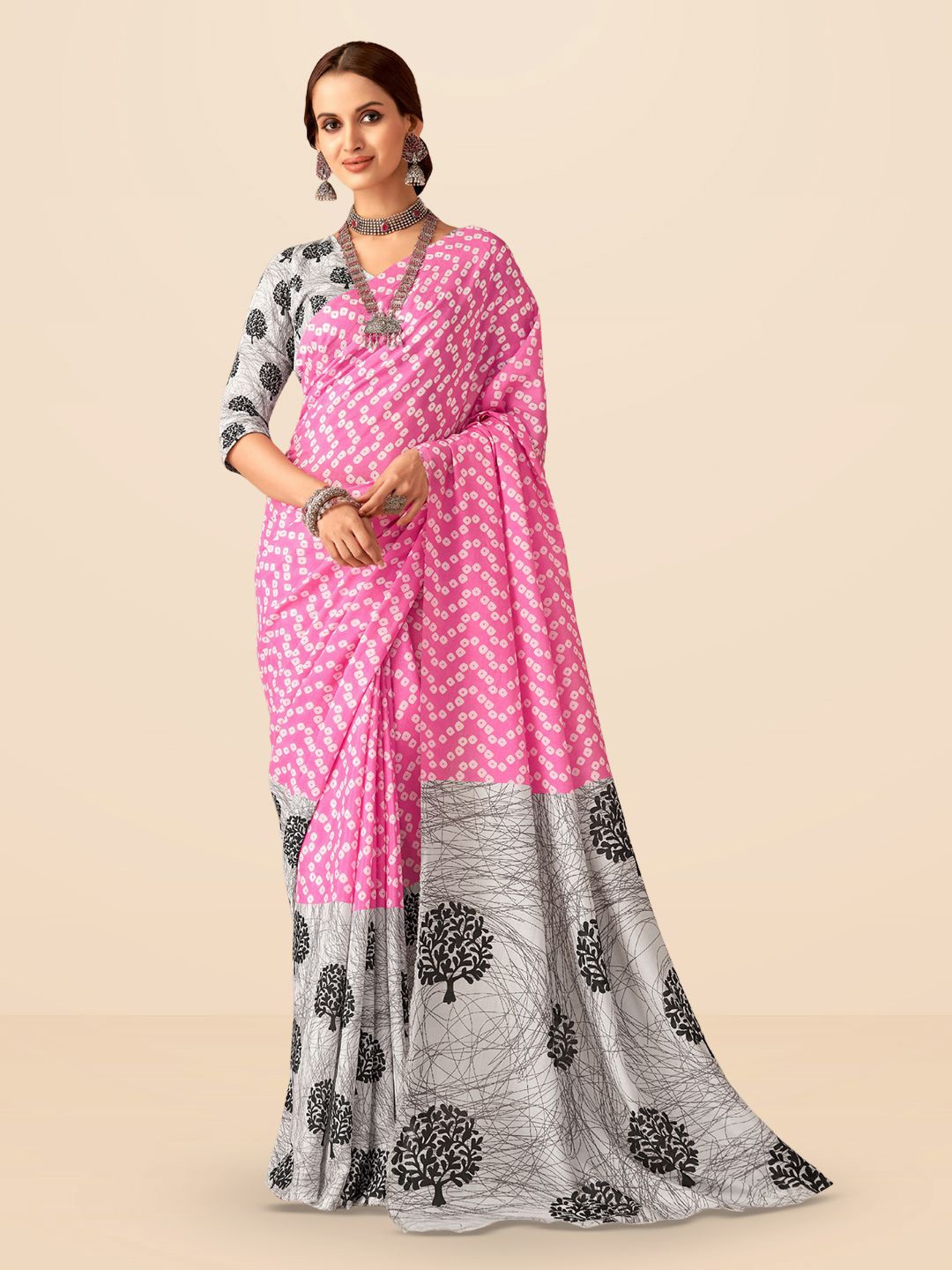 

SARHABandhani Pure Georgette Saree, Pink