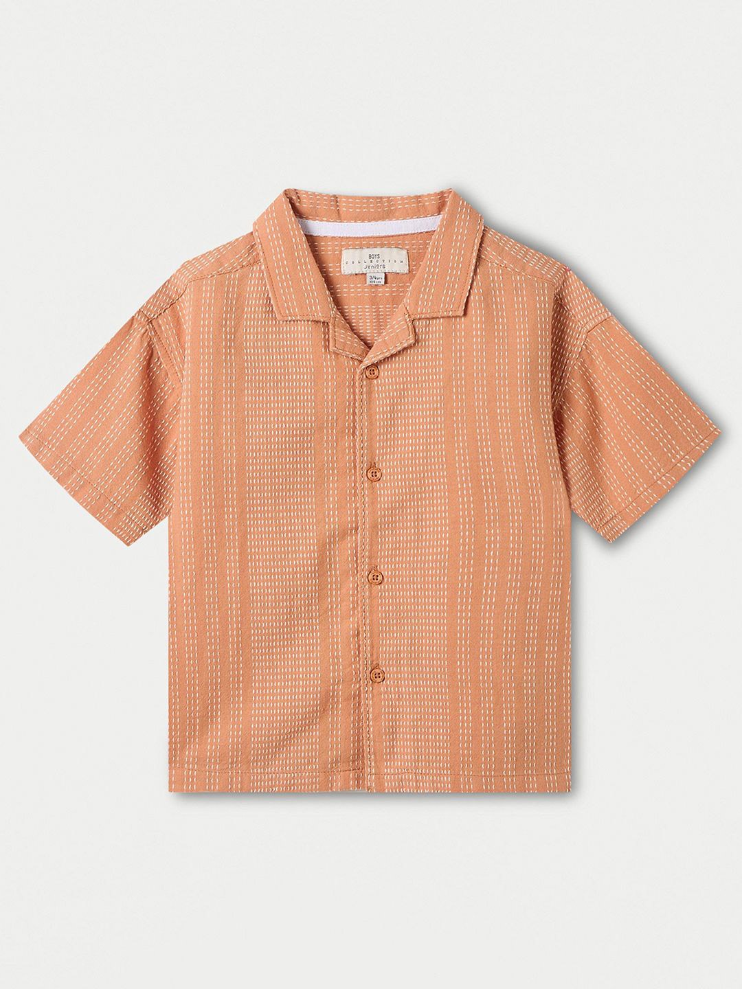 

Juniors by Babyshop Boys Opaque Striped Casual Shirt, Orange