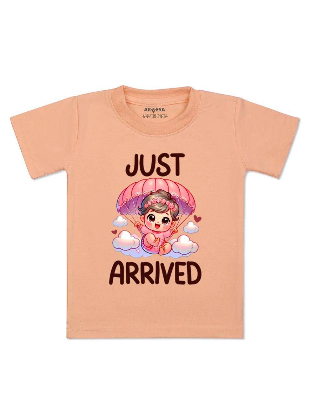 

Arvesa One Month Baby Boy Printed Kids Tshirt, Peach