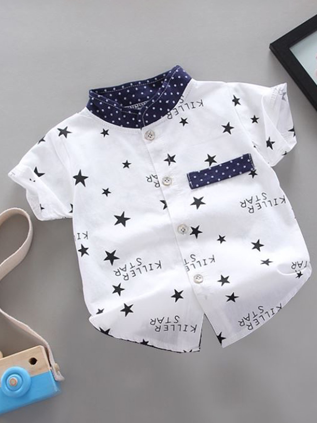 

DANGAR Unisex Kids Premium Opaque Printed Casual Shirt, White